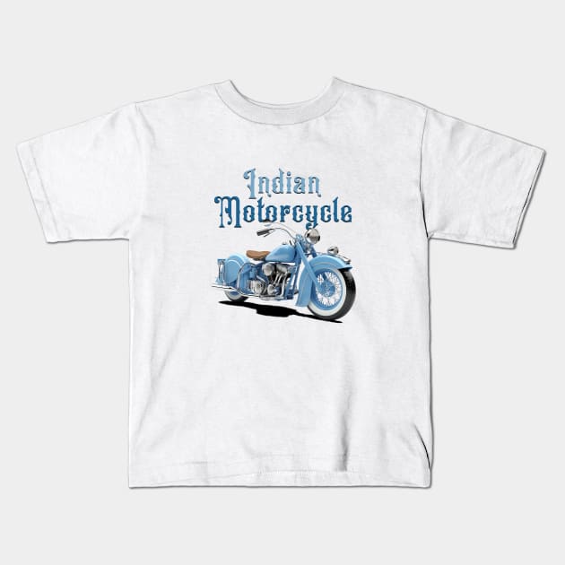 Indian Motorcycle with Words Kids T-Shirt by DavidLoblaw